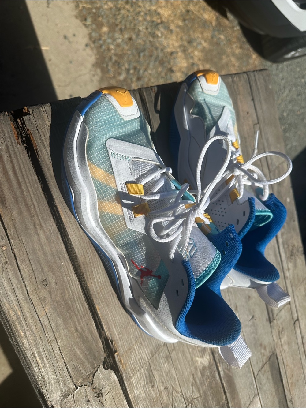 Jordan Kids Sneakers in White, Blue & Yellow